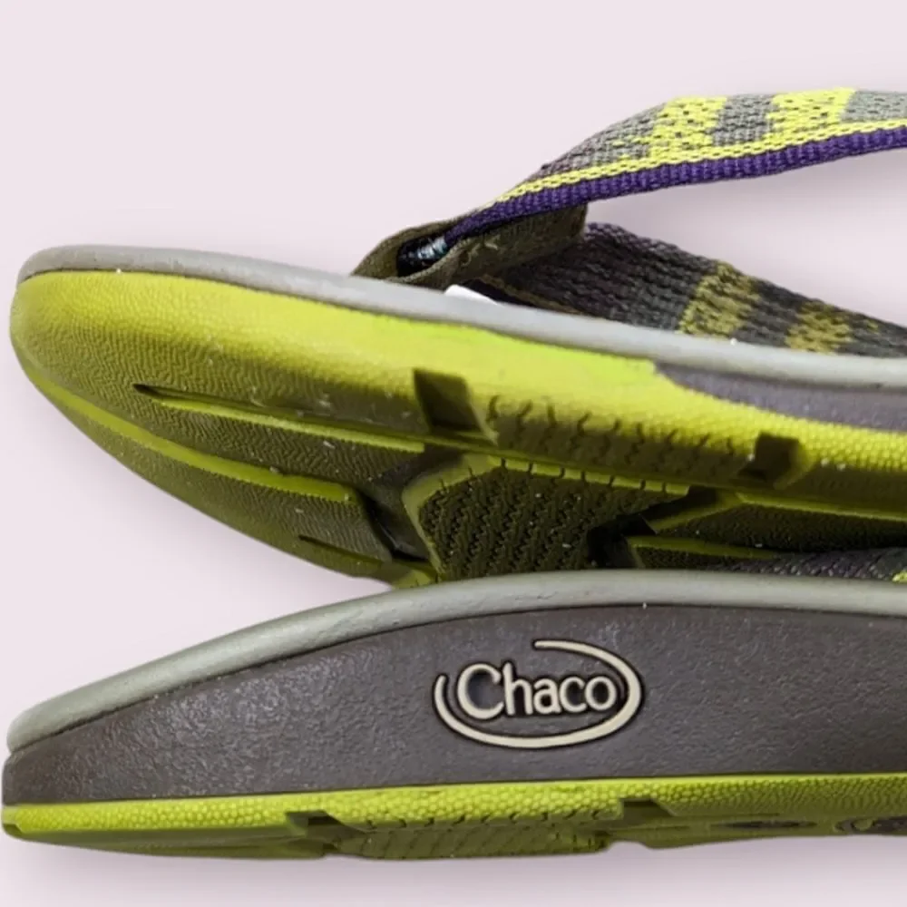 Chaco Lime Olive Green Thong Style Flip Flop Sandals size 9.5 10 - Picture 10 of 13